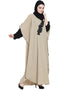 Islamic embellished patch contrast sleeve Kaftan Cream Women Online shopping USA